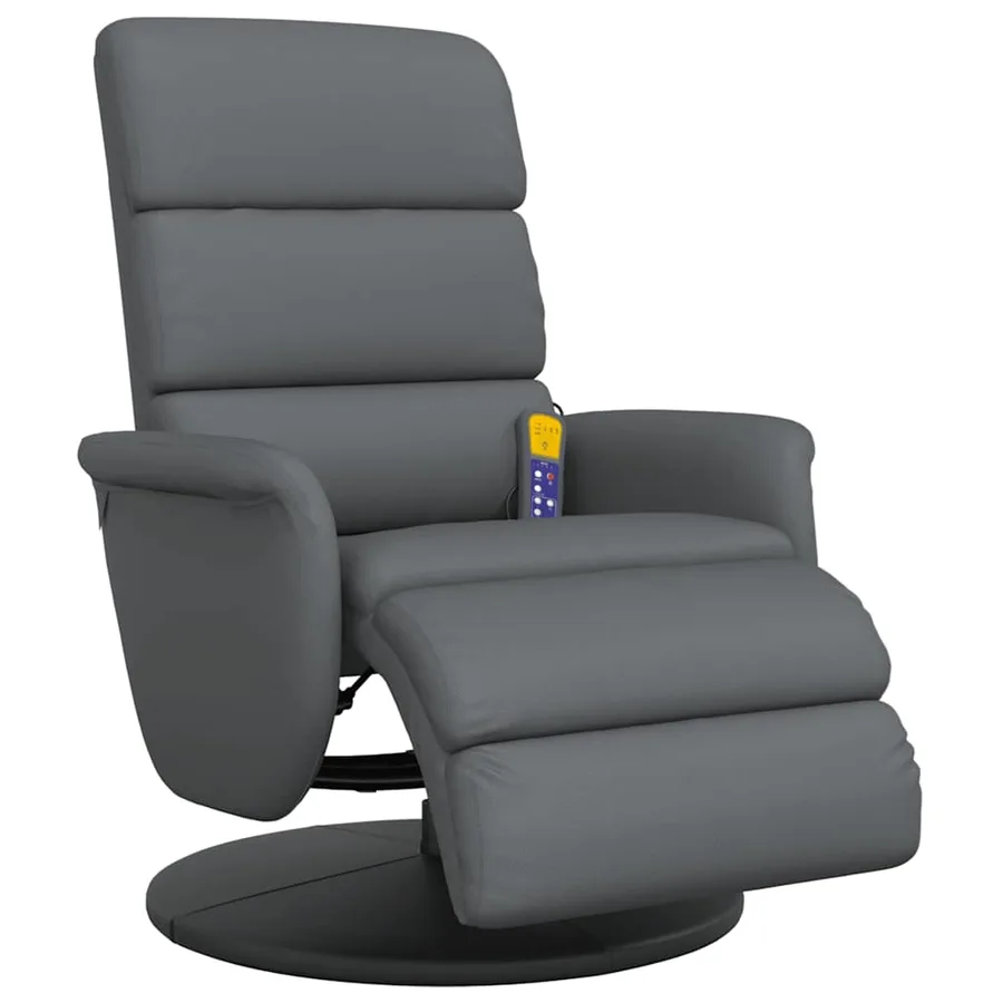 Fauteuil inclinable de massage repose-pieds gris similicuir - 3
