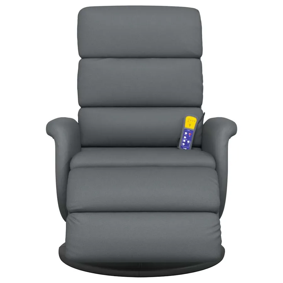 Fauteuil inclinable de massage repose-pieds gris similicuir - 4