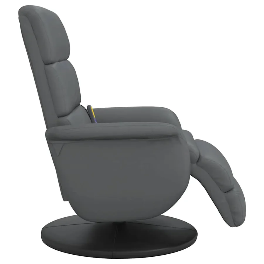Fauteuil inclinable de massage repose-pieds gris similicuir - 5