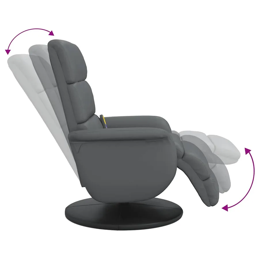 Fauteuil inclinable de massage repose-pieds gris similicuir - 7
