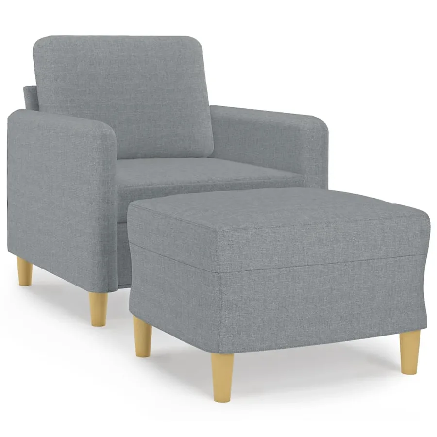 Fauteuil avec repose-pied Gris clair 60 cm Tissu - 2