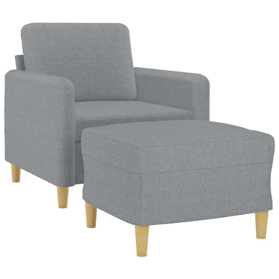 Fauteuil avec repose-pied Gris clair 60 cm Tissu - 3