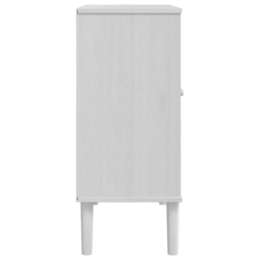 Buffet SENJA aspect rotin blanc 80x35x80 cm bois massif de pin - 7