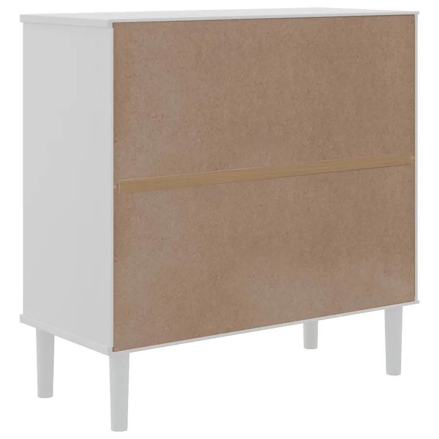 Buffet SENJA aspect rotin blanc 80x35x80 cm bois massif de pin - 8