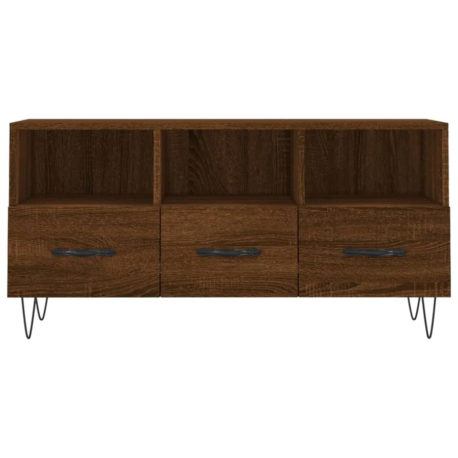 Meuble TV chêne marron 102x36x50 cm bois d'ingénierie - 5
