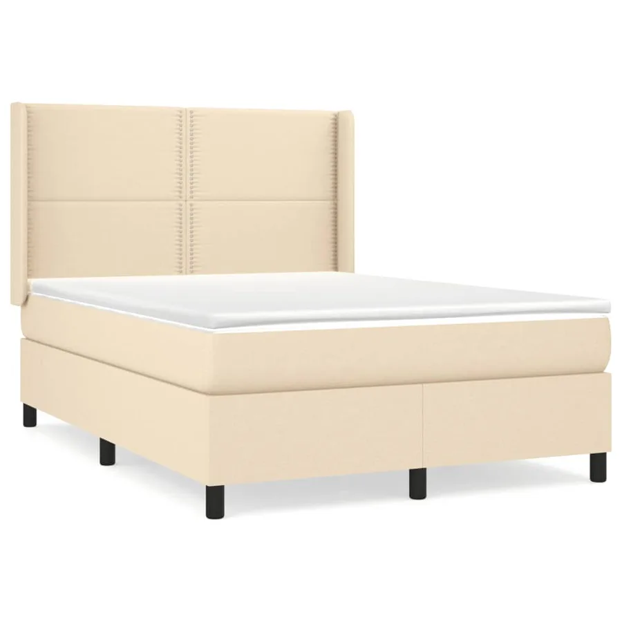 Sommier à lattes de lit avec matelas Crème 140x190 cm Tissu - 2