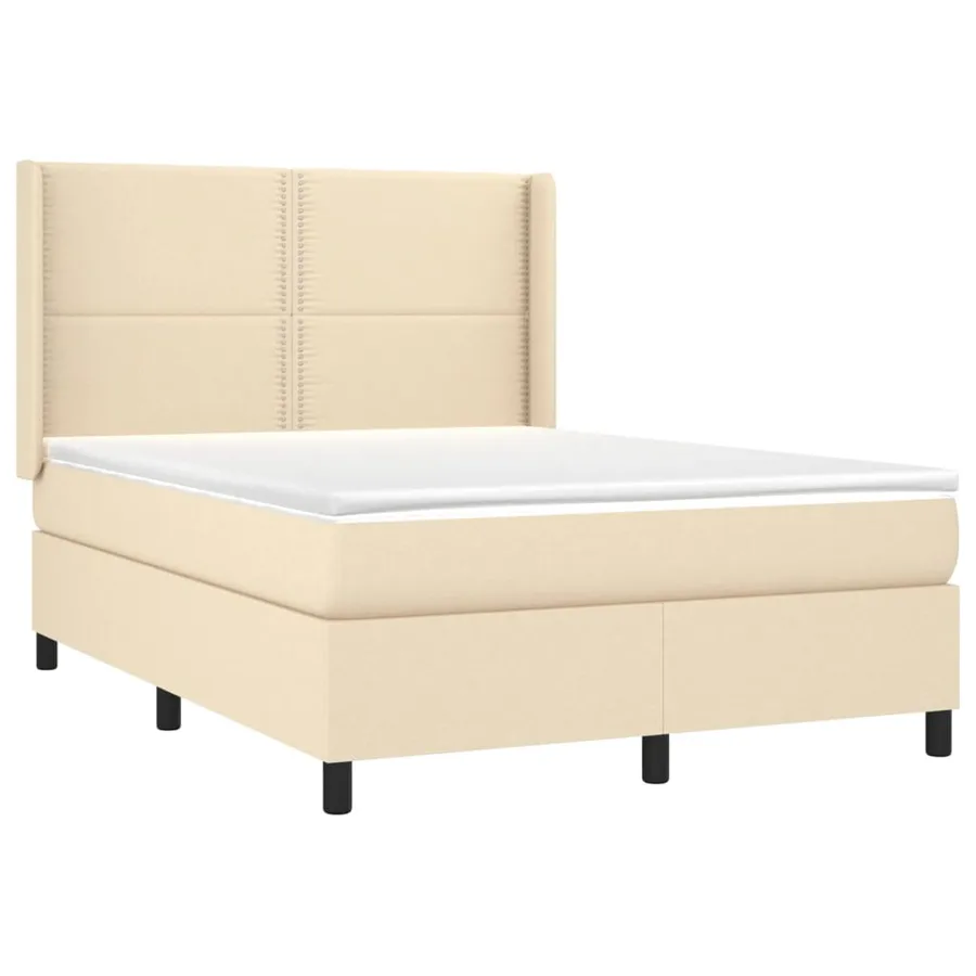 Sommier à lattes de lit avec matelas Crème 140x190 cm Tissu - 3