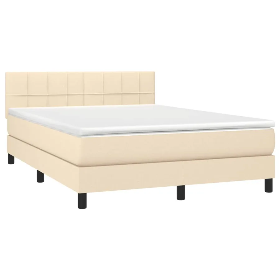 Sommier à lattes de lit avec matelas LED Crème 140x190 cm Tissu - 3