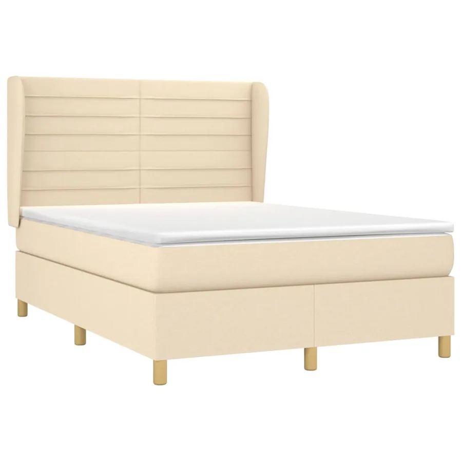 Sommier à lattes de lit avec matelas Crème 140x190 cm Tissu - 3