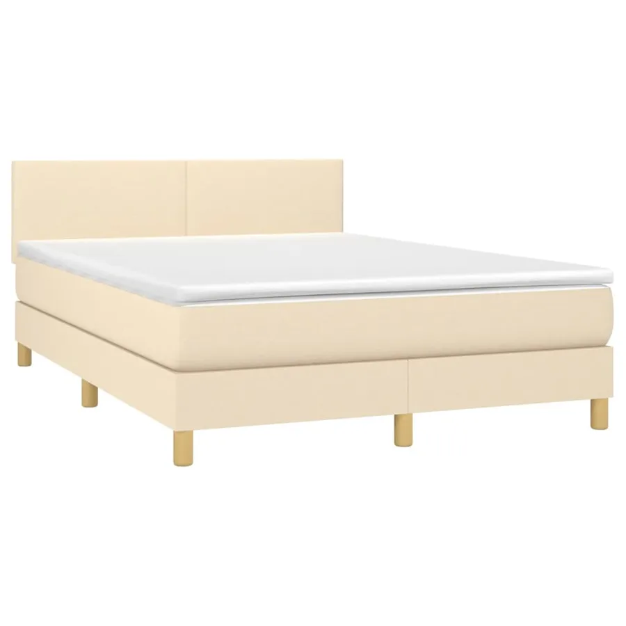 Sommier à lattes de lit avec matelas LED Crème 140x190 cm Tissu - 3