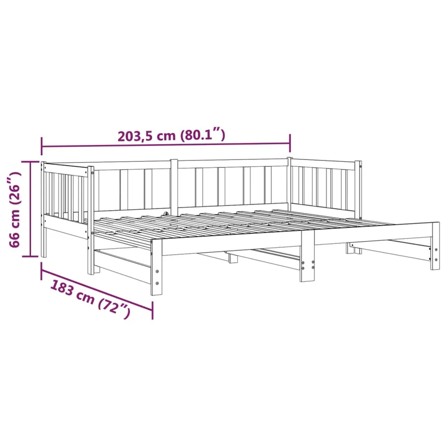 Lit de jour et lit gigogne sans matelas 90x200 cm bois massif - 14