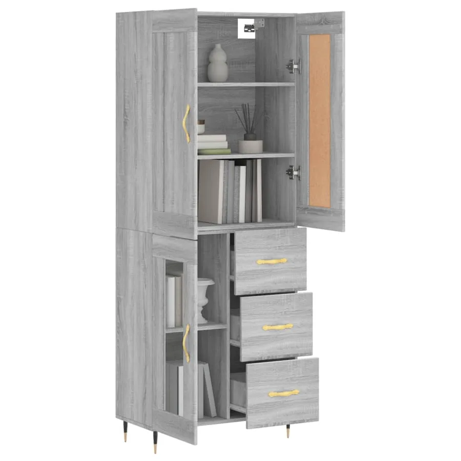 Buffet haut Sonoma gris 69,5x34x180 cm Bois d'ingénierie - 12