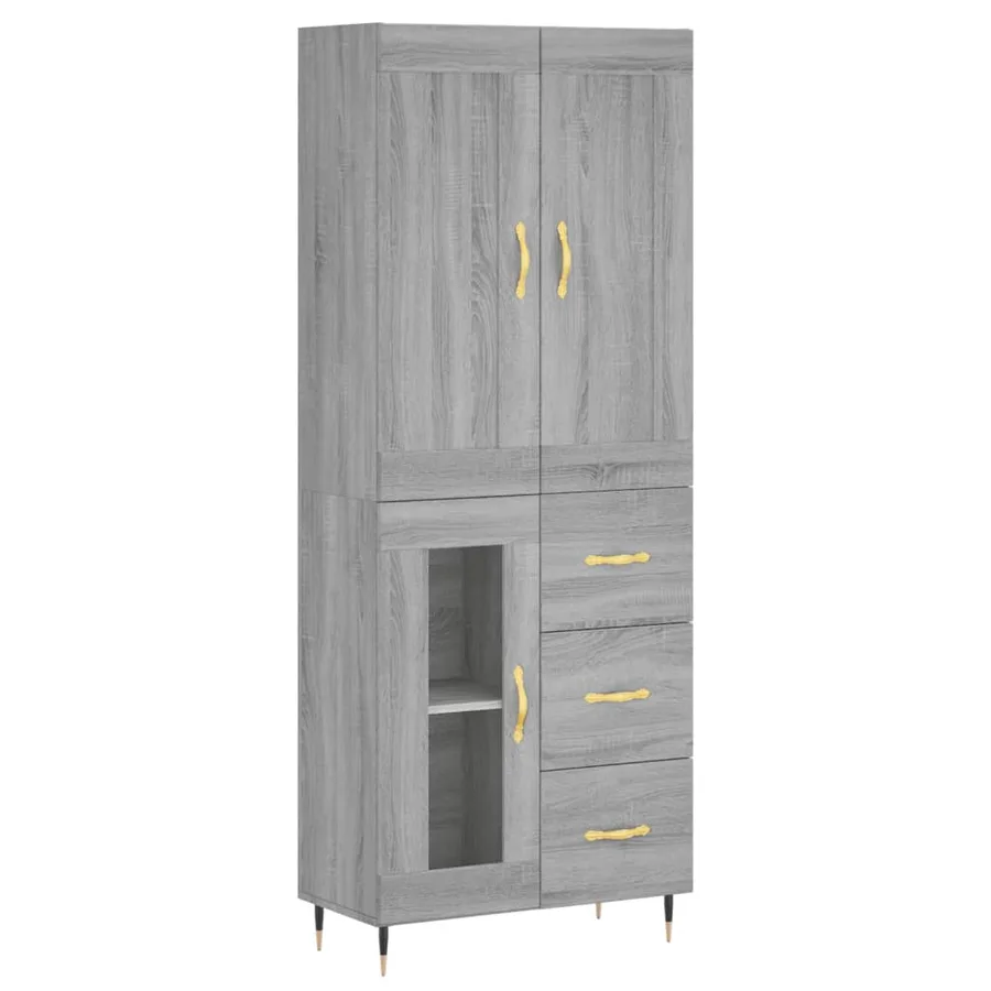 Buffet haut Sonoma gris 69,5x34x180 cm Bois d'ingénierie - 2