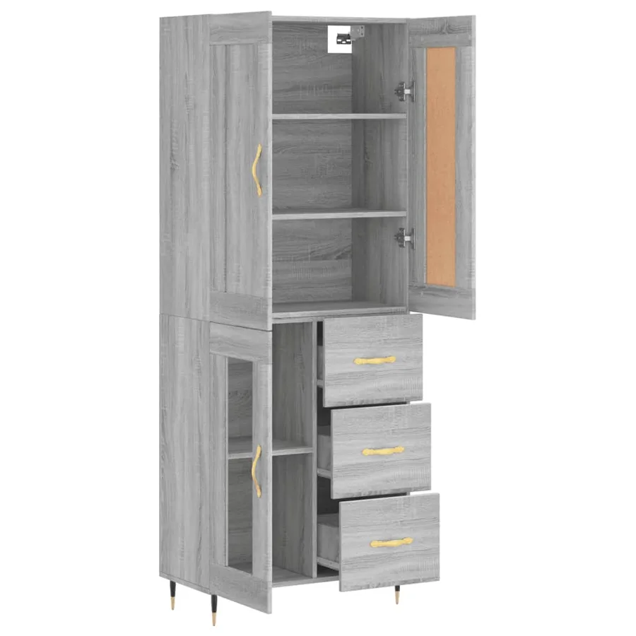 Buffet haut Sonoma gris 69,5x34x180 cm Bois d'ingénierie - 3
