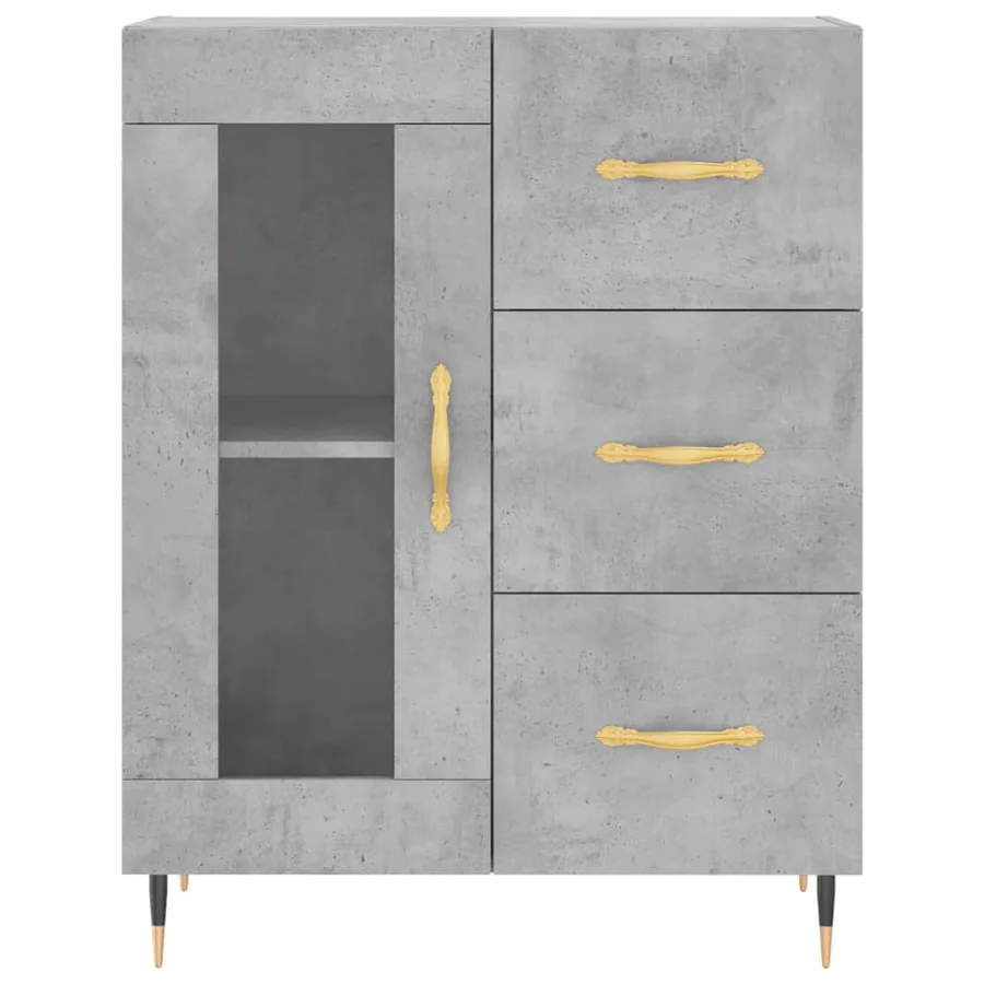 Buffet haut Gris béton 69,5x34x180 cm Bois d'ingénierie - 7