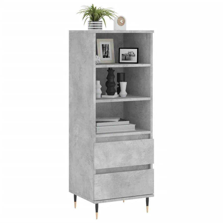Buffet haut Gris béton 40x36x110 cm Bois d'ingénierie - 3
