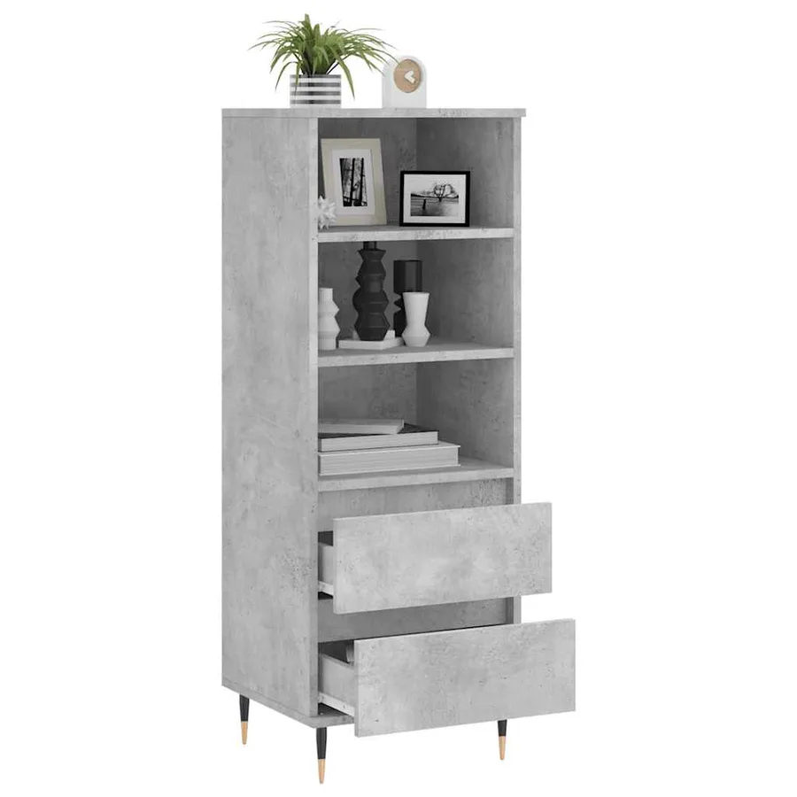 Buffet haut Gris béton 40x36x110 cm Bois d'ingénierie - 4