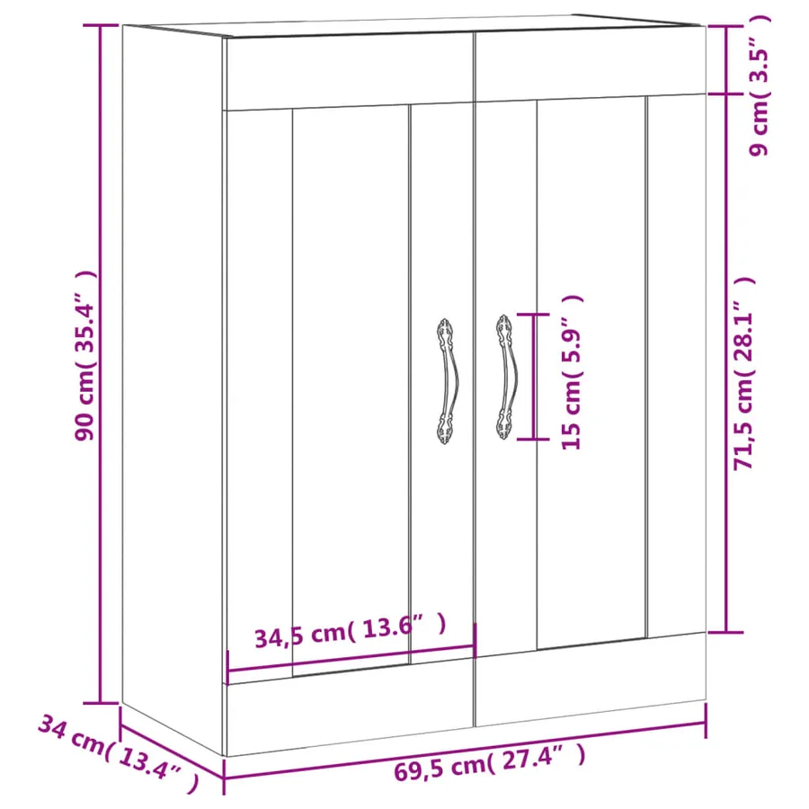 Armoire murale blanc 69,5x34x90 cm bois d'ingénierie - 13