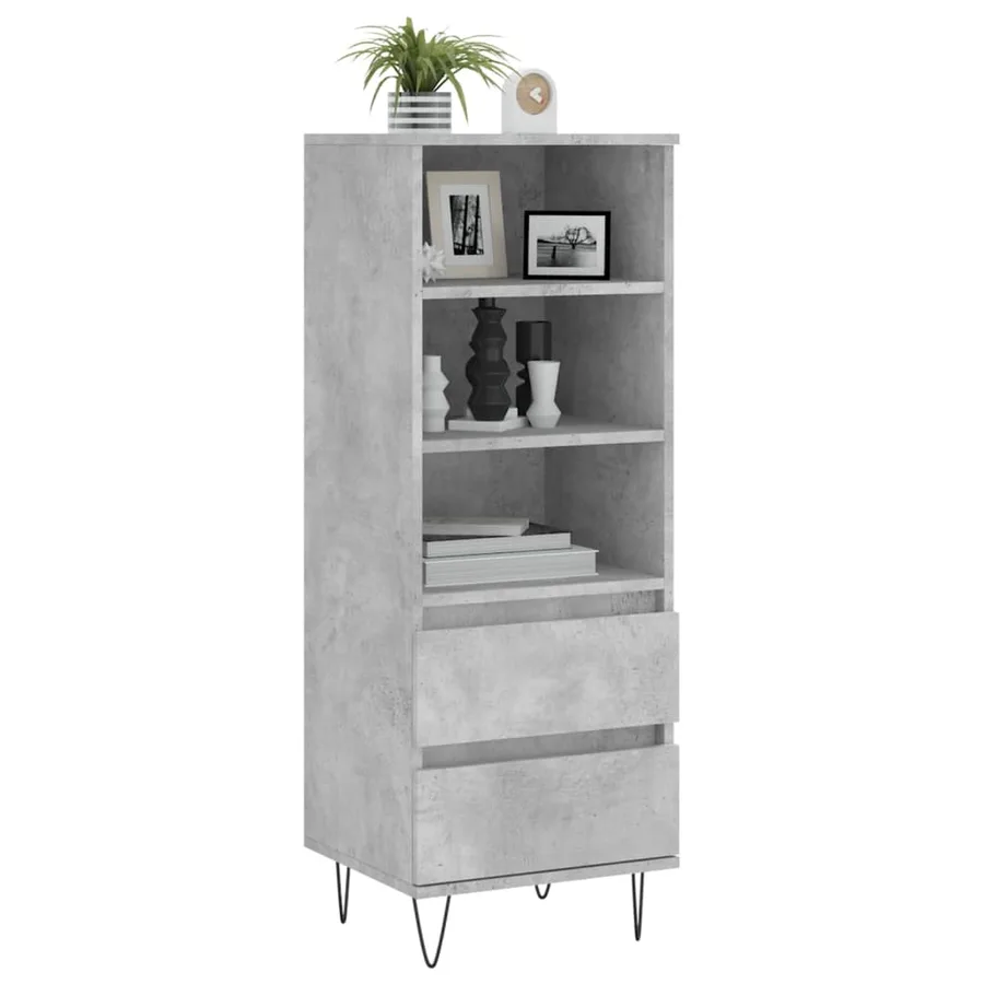 Buffet haut Gris béton 40x36x110 cm Bois d'ingénierie - 3