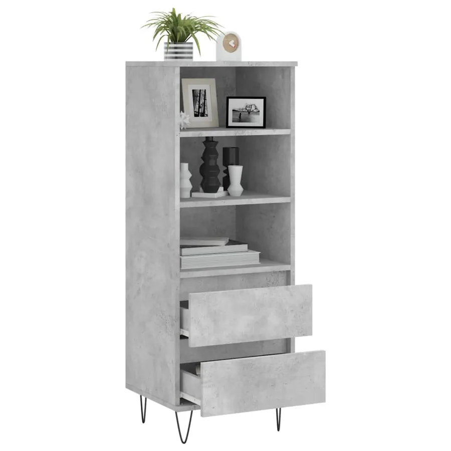 Buffet haut Gris béton 40x36x110 cm Bois d'ingénierie - 4