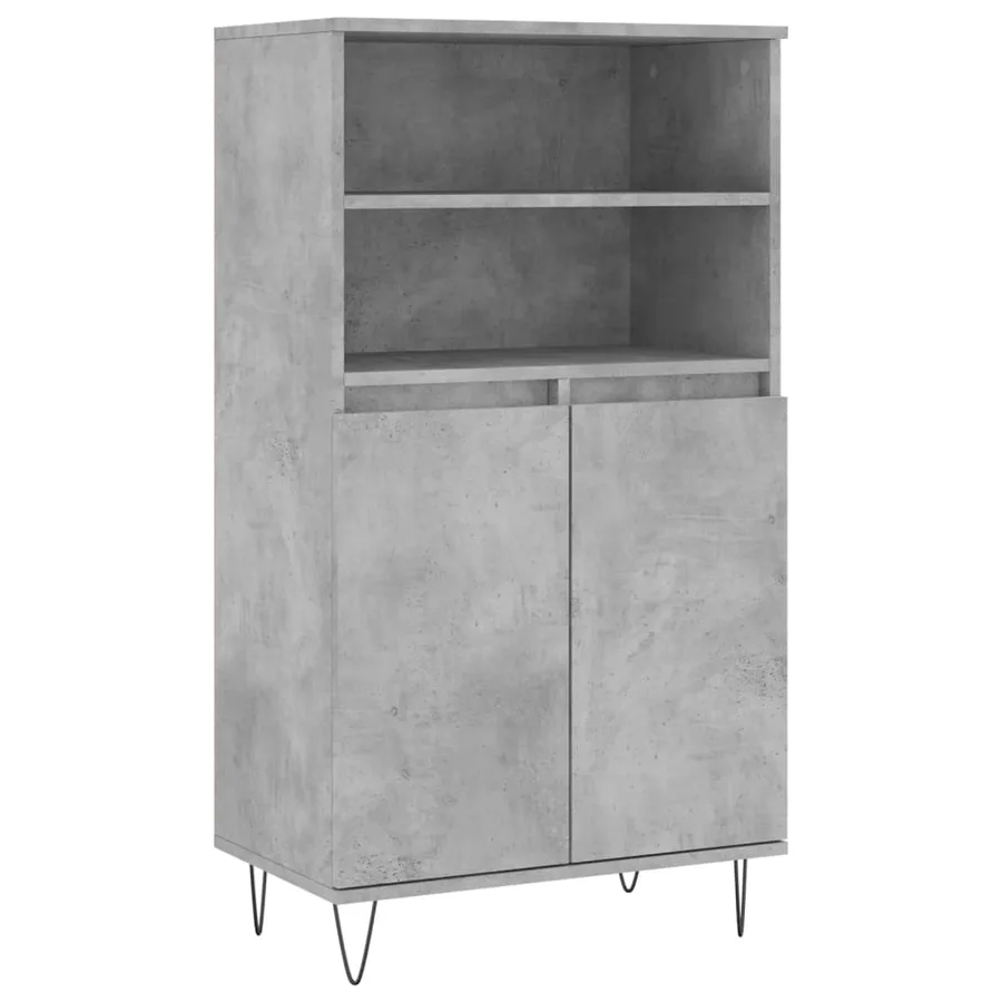 Buffet haut Gris béton 60x36x110 cm Bois d'ingénierie - 2