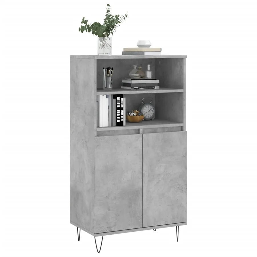 Buffet haut Gris béton 60x36x110 cm Bois d'ingénierie - 3