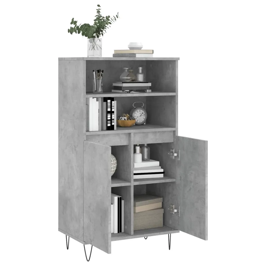 Buffet haut Gris béton 60x36x110 cm Bois d'ingénierie - 4
