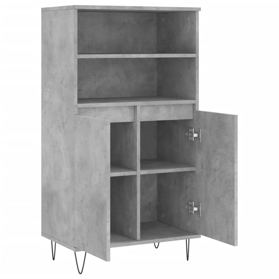 Buffet haut Gris béton 60x36x110 cm Bois d'ingénierie - 5