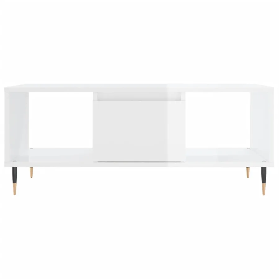 Table basse Blanc brillant 90x50x36,5 cm Bois d'ingénierie - 5