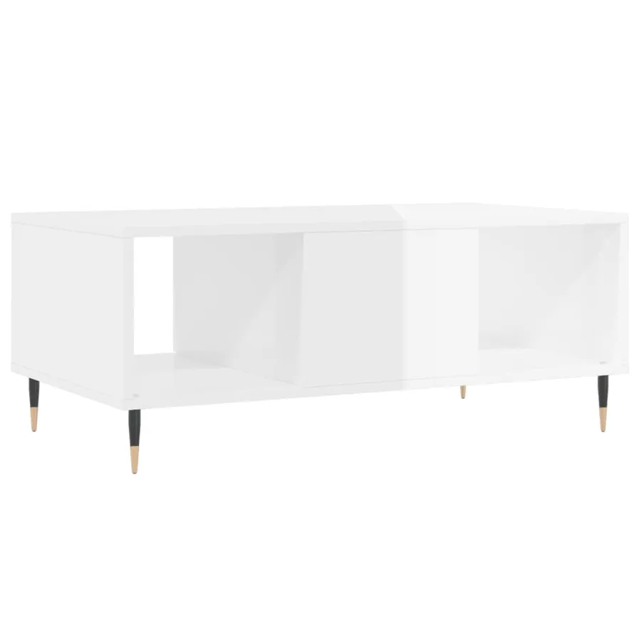 Table basse Blanc brillant 90x50x36,5 cm Bois d'ingénierie - 8