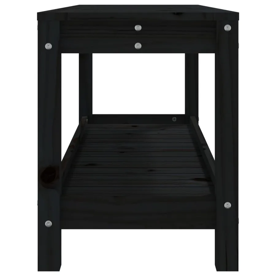 Banc de jardin noir 108x35x45 cm bois massif de pin - 6