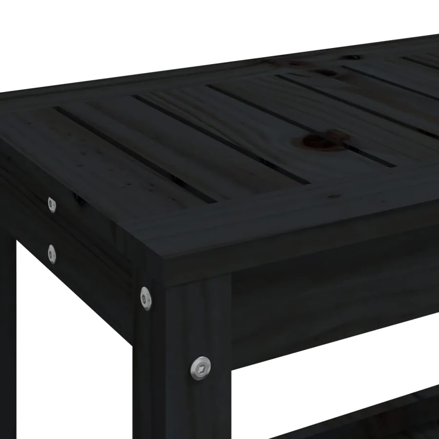 Banc de jardin noir 108x35x45 cm bois massif de pin - 7