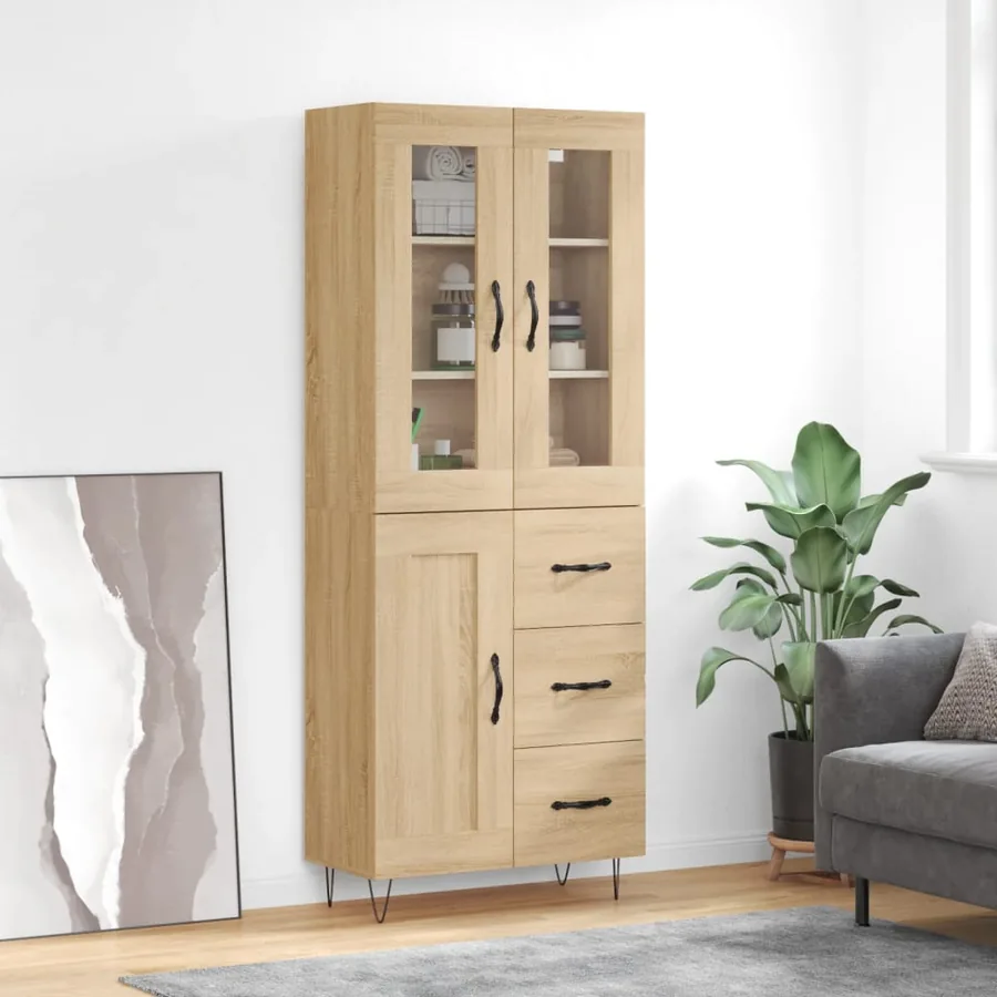 Buffet haut Chêne sonoma 69,5x34x180 cm Bois d'ingénierie