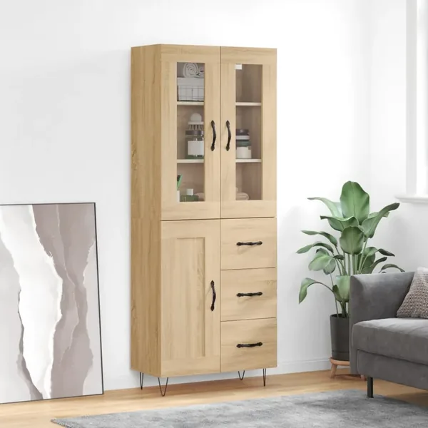 Buffet haut Chêne sonoma 69,5x34x180 cm Bois d'ingénierie