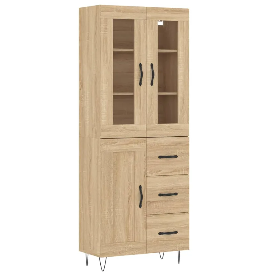Buffet haut Chêne sonoma 69,5x34x180 cm Bois d'ingénierie - 2