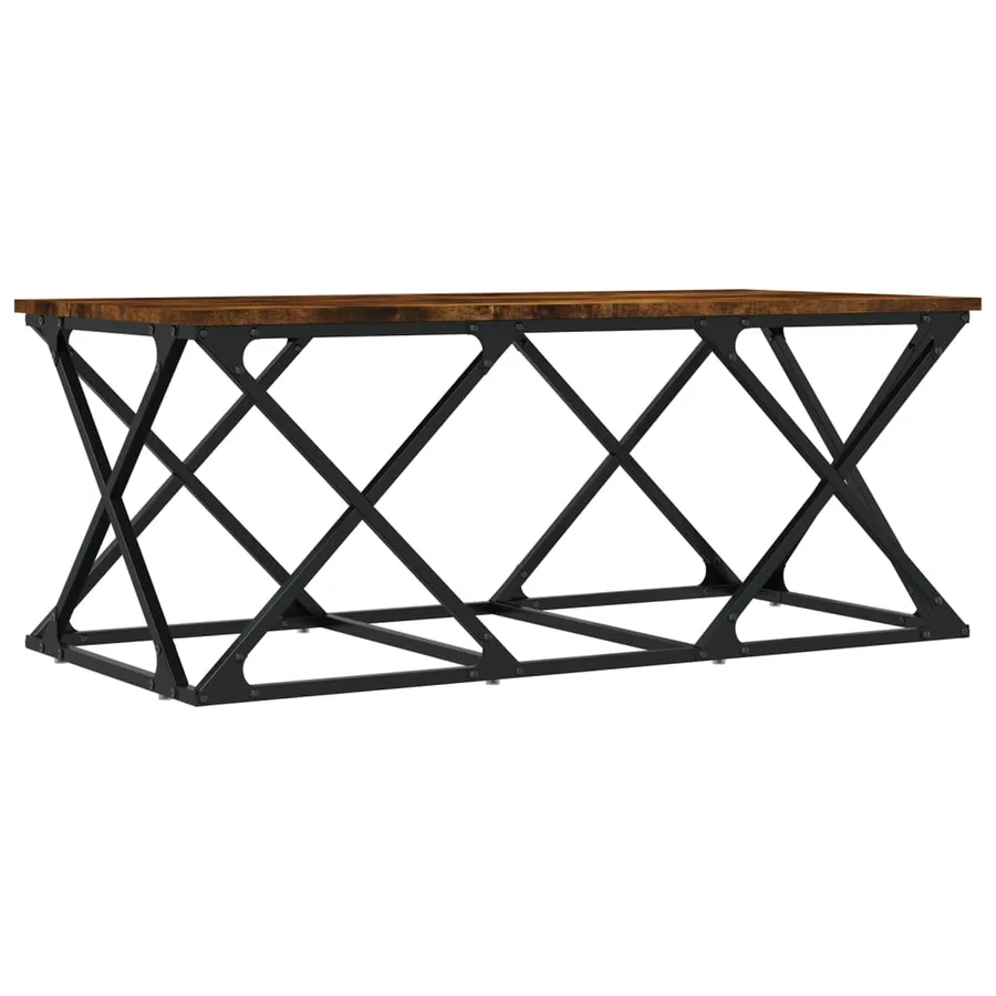Table basse chêne fumé 100x49x40 cm bois d'ingénierie - 2