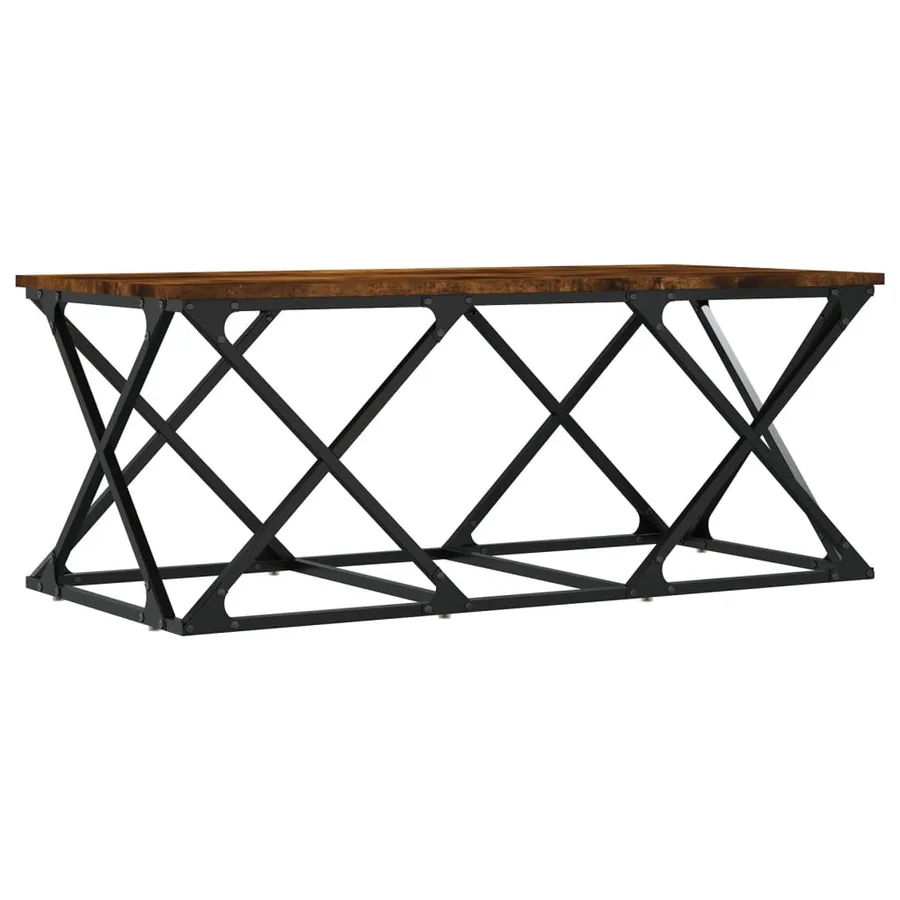 Table basse chêne fumé 100x49x40 cm bois d'ingénierie - 6