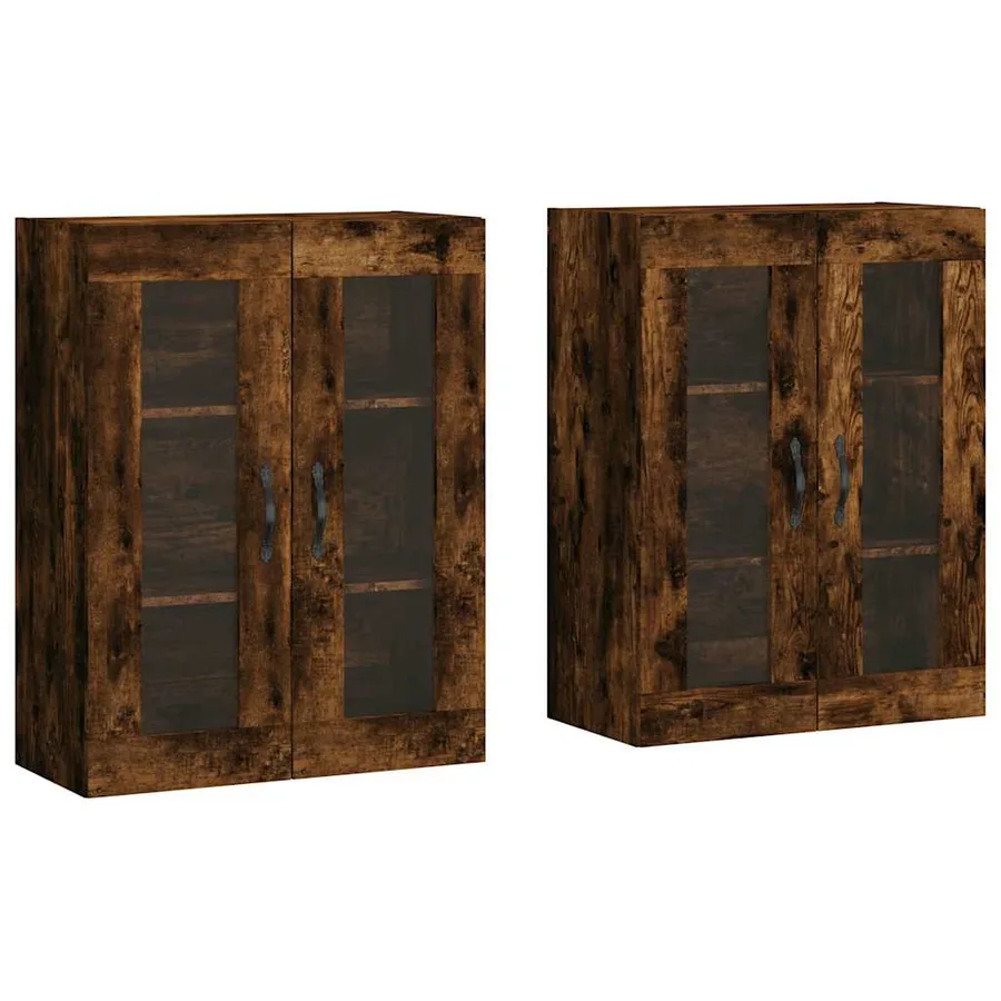 Armoires murales 2 pcs chêne fumé bois d'ingénierie - 2