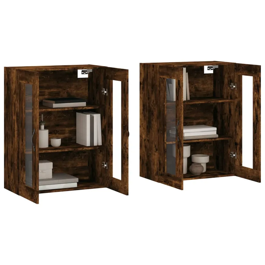 Armoires murales 2 pcs chêne fumé bois d'ingénierie - 3