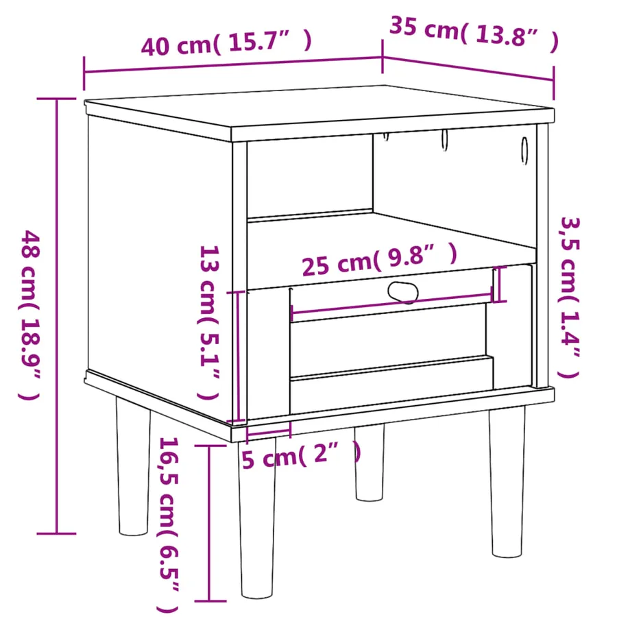 Table de chevet SENJA aspect de rotin blanc bois de pin massif - 10