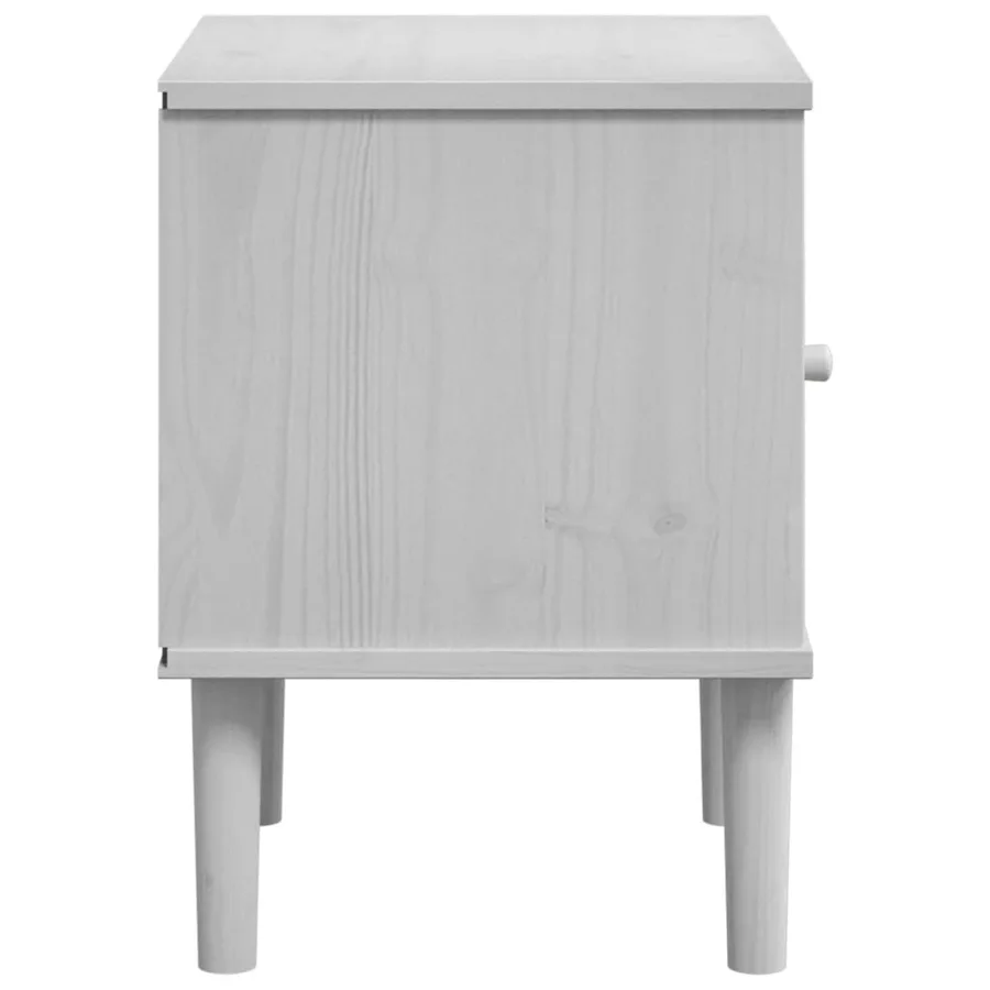 Table de chevet SENJA aspect de rotin blanc bois de pin massif - 7