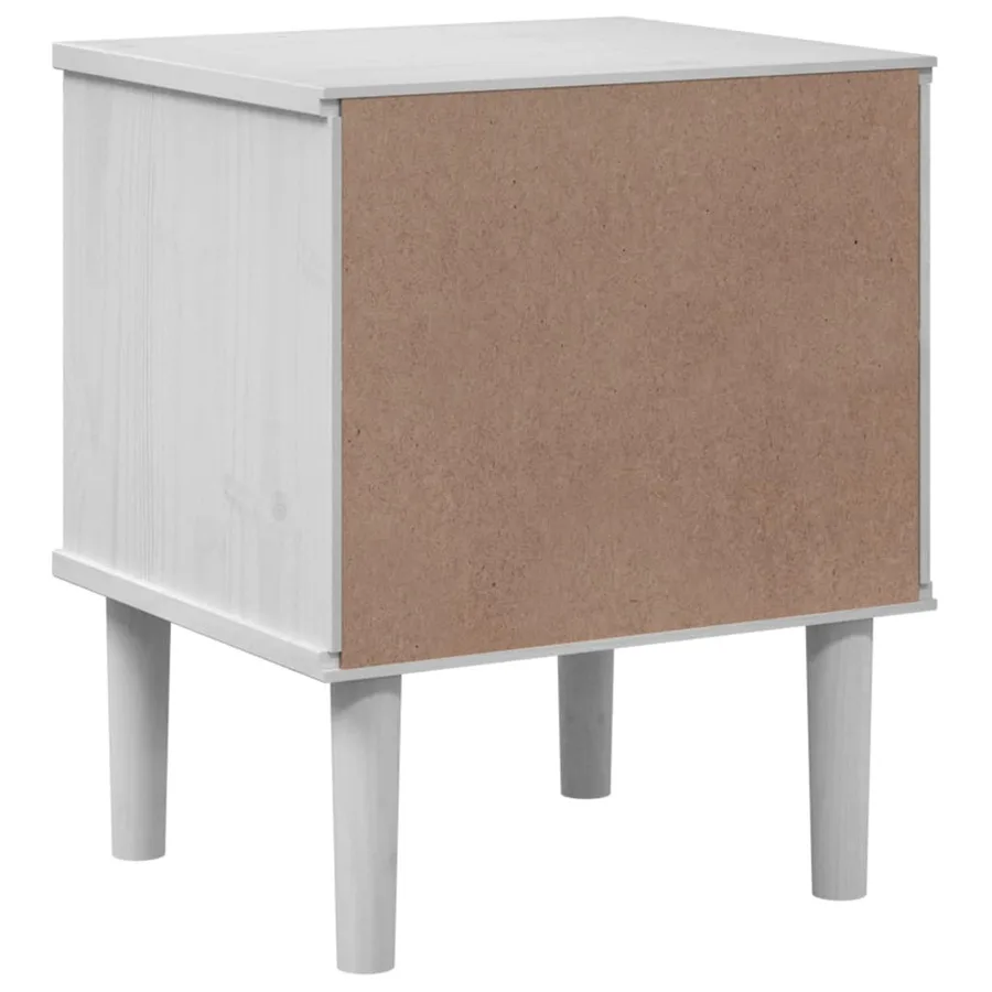 Table de chevet SENJA aspect de rotin blanc bois de pin massif - 8