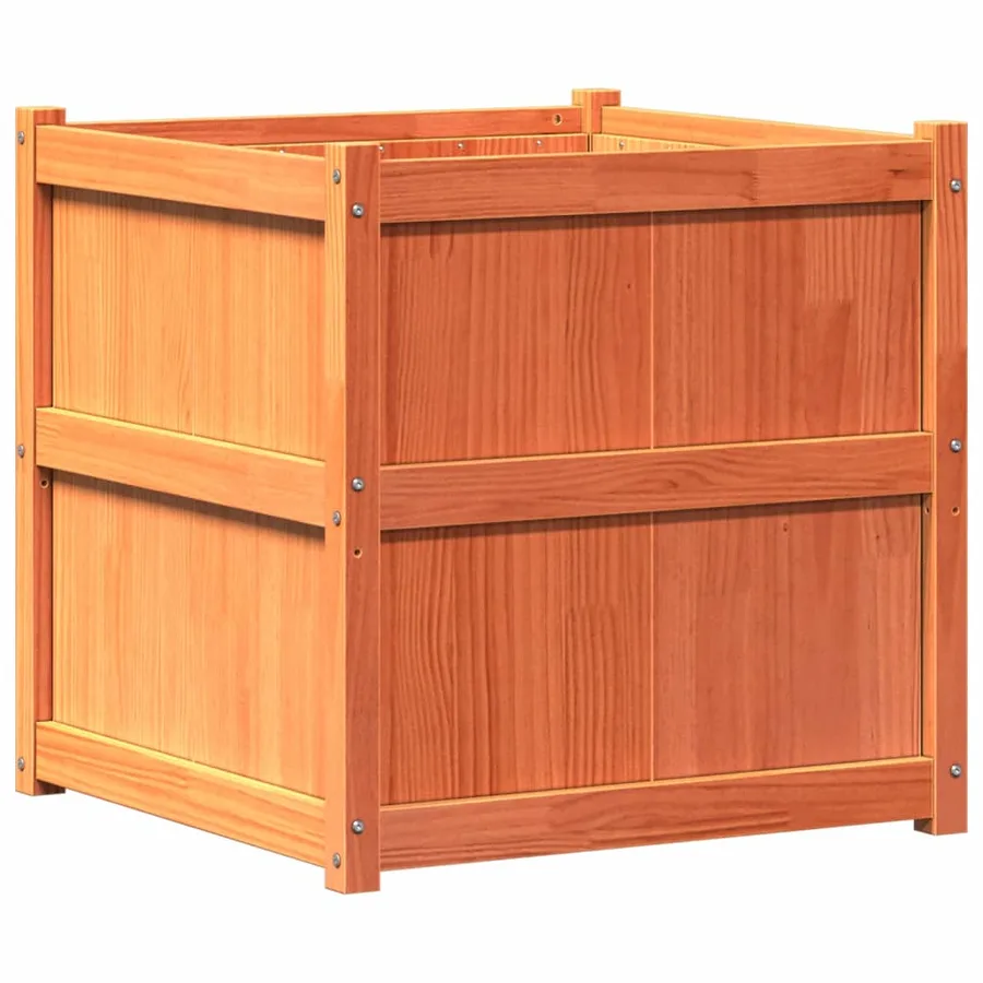 Jardinière cire marron 70x70x70 cm bois de pin massif - 2