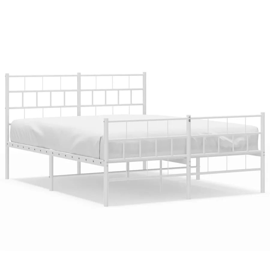 Cadre de lit métal sans matelas et pied de lit blanc 120x200 cm - 2