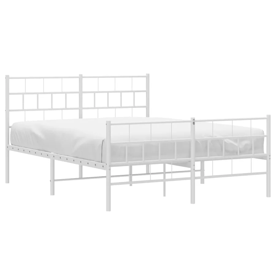 Cadre de lit métal sans matelas et pied de lit blanc 120x200 cm - 3