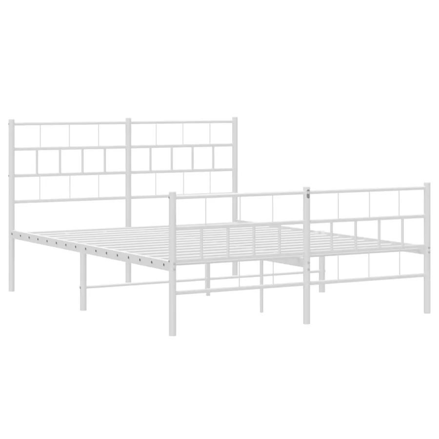 Cadre de lit métal sans matelas et pied de lit blanc 120x200 cm - 4