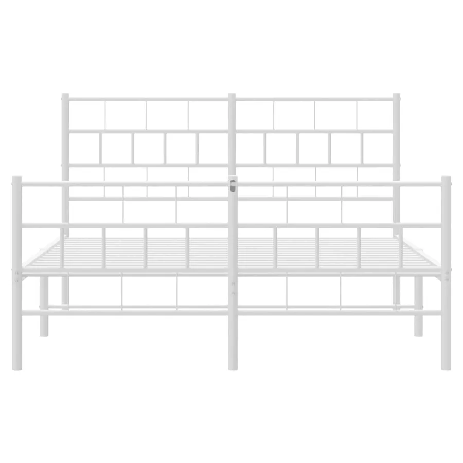 Cadre de lit métal sans matelas et pied de lit blanc 120x200 cm - 5