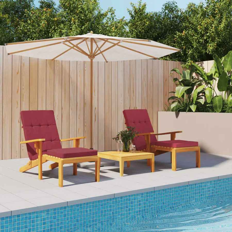 Coussins de chaise longue lot de 2 rouge bordeaux tissu oxford