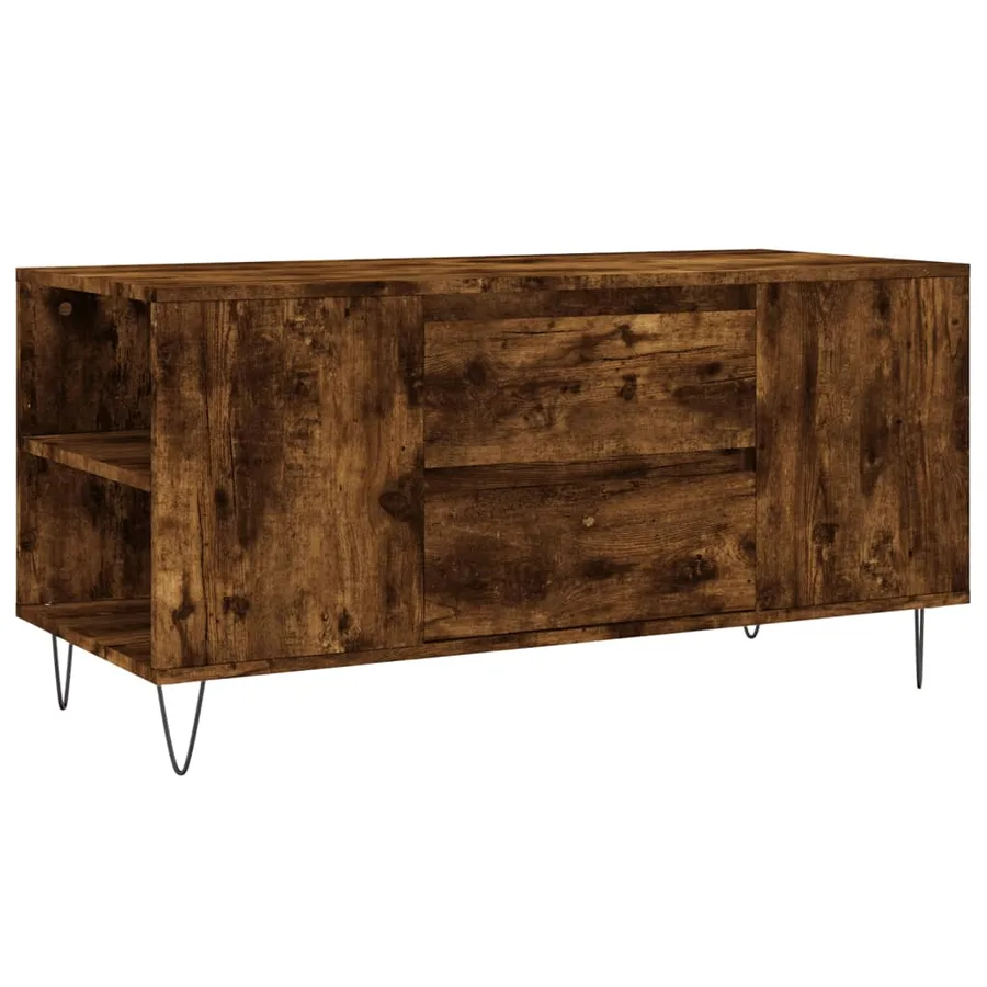 Table basse chêne fumé 102x44,5x50 cm bois d'ingénierie - 2