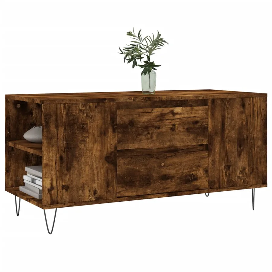 Table basse chêne fumé 102x44,5x50 cm bois d'ingénierie - 3
